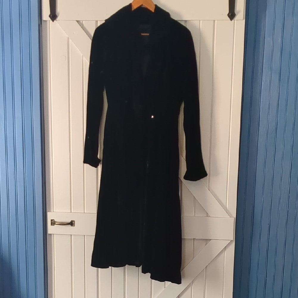 Vintage Black Velvet Full Length Coat